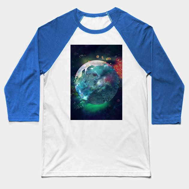 Neptune Planet Deep God of Fishies Baseball T-Shirt by sandpaperdaisy